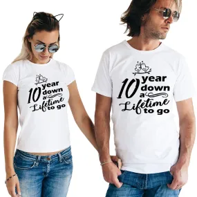 10 Years Down A Lifetime To Go Couple Matching Couple Tees