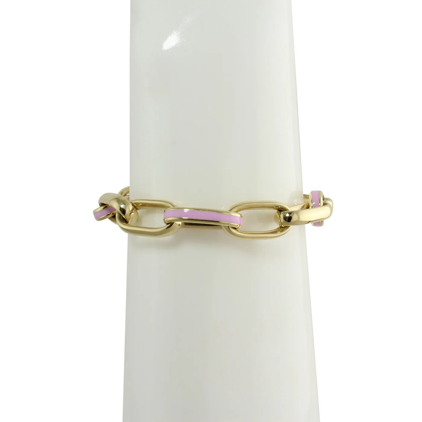 14K GOLD ENAMEL OVAL LINK BRACELET