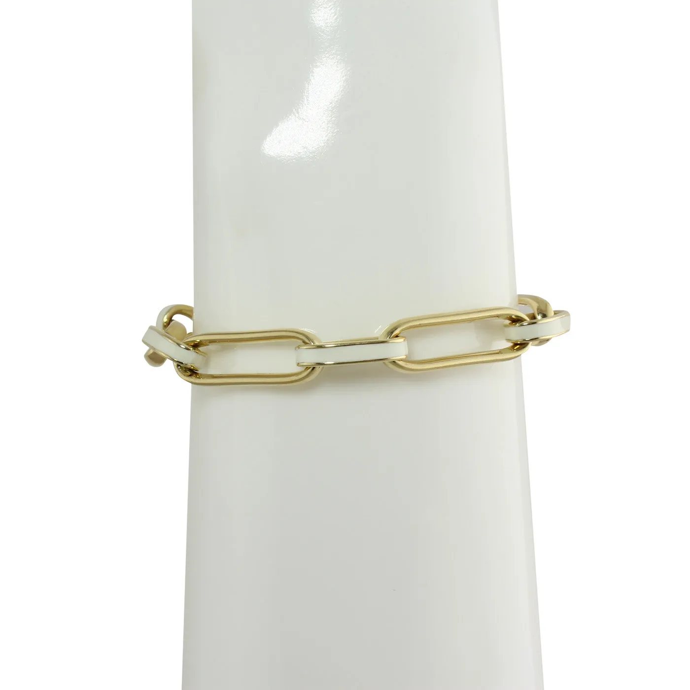 14K GOLD ENAMEL OVAL LINK BRACELET