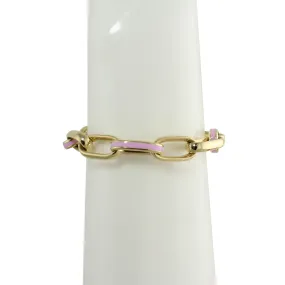 14K GOLD ENAMEL OVAL LINK BRACELET