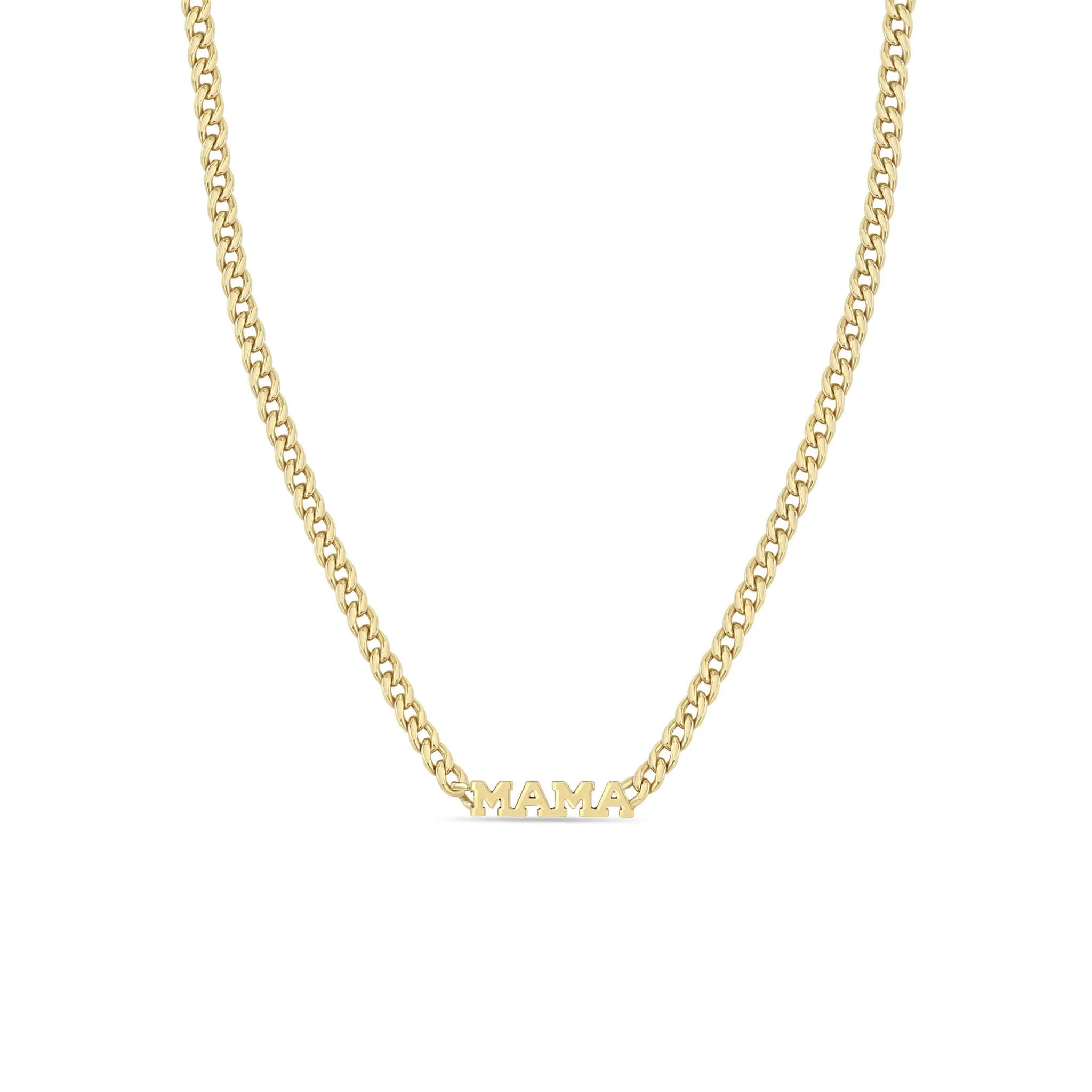 14k Itty Bitty MAMA Small Curb Chain Necklace