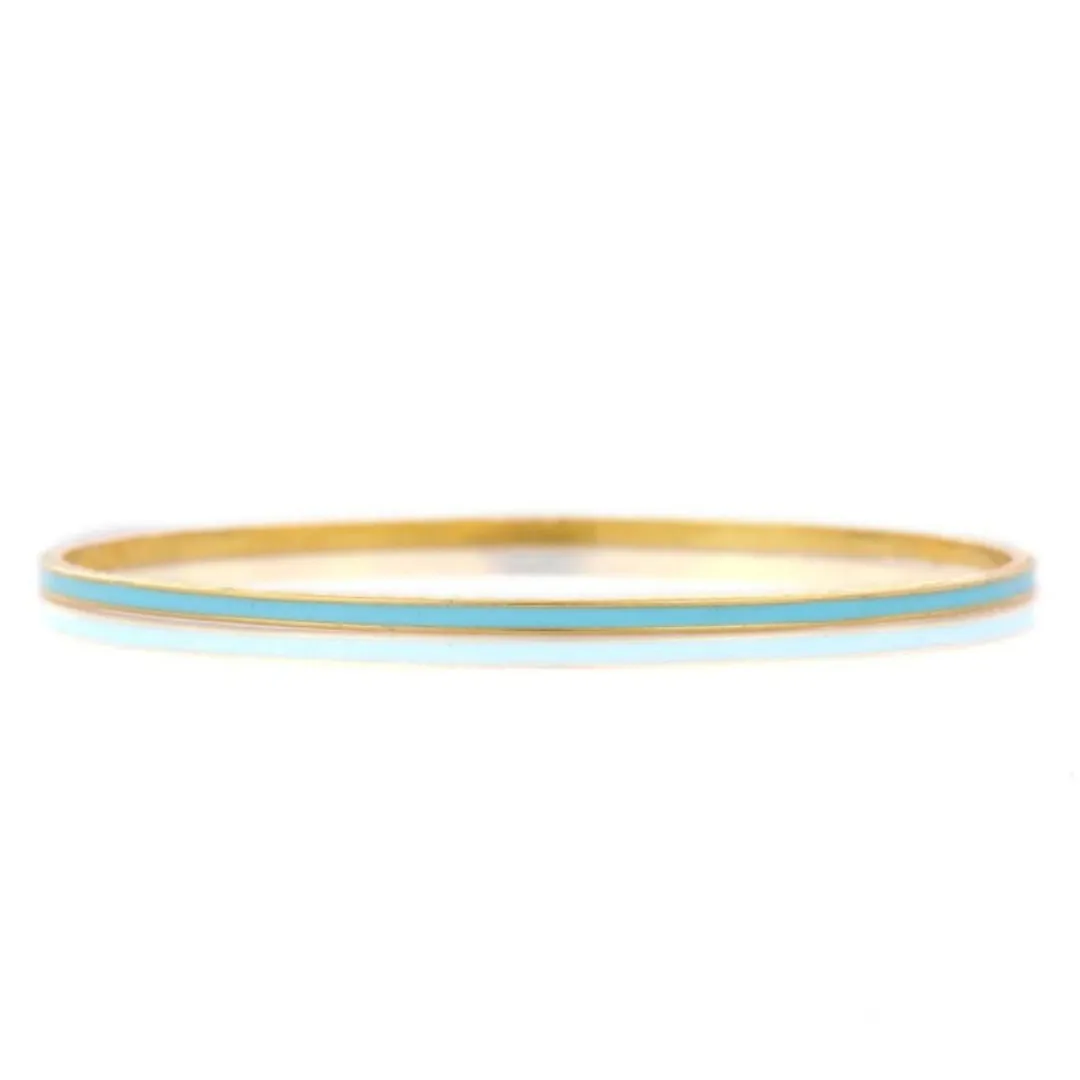 18K Turquoise Enamel Gold Bangle