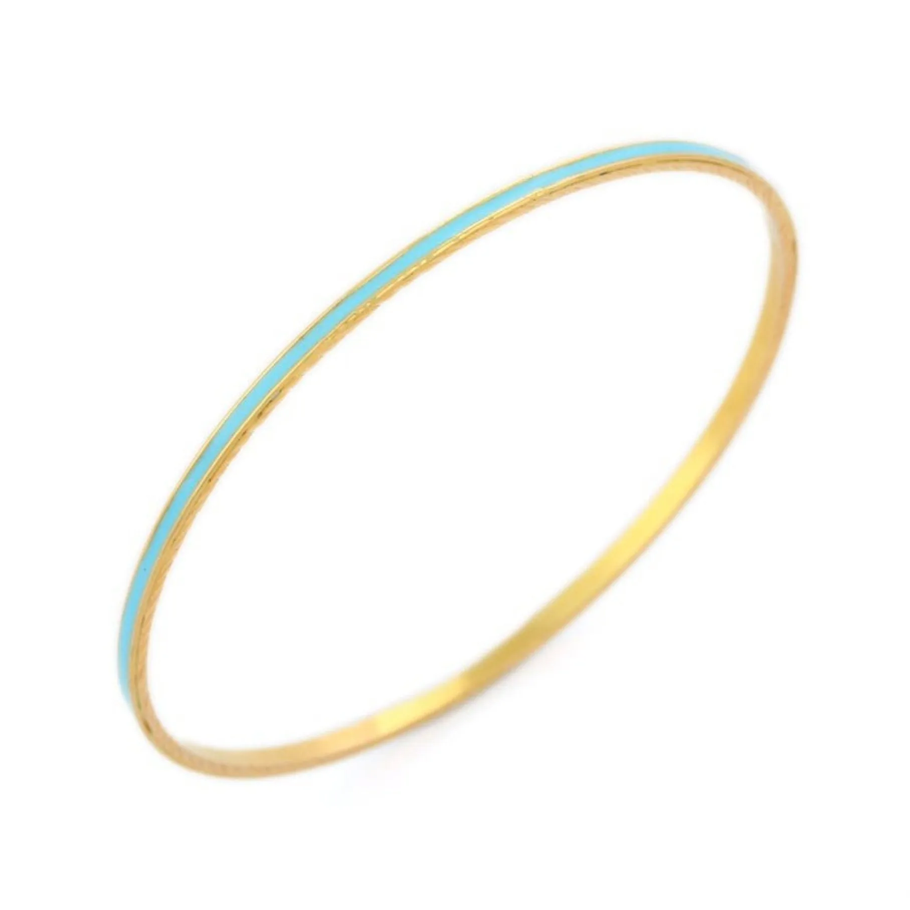 18K Turquoise Enamel Gold Bangle