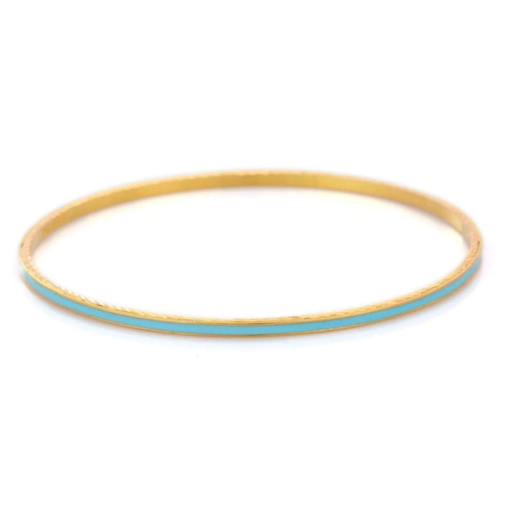 18K Turquoise Enamel Gold Bangle