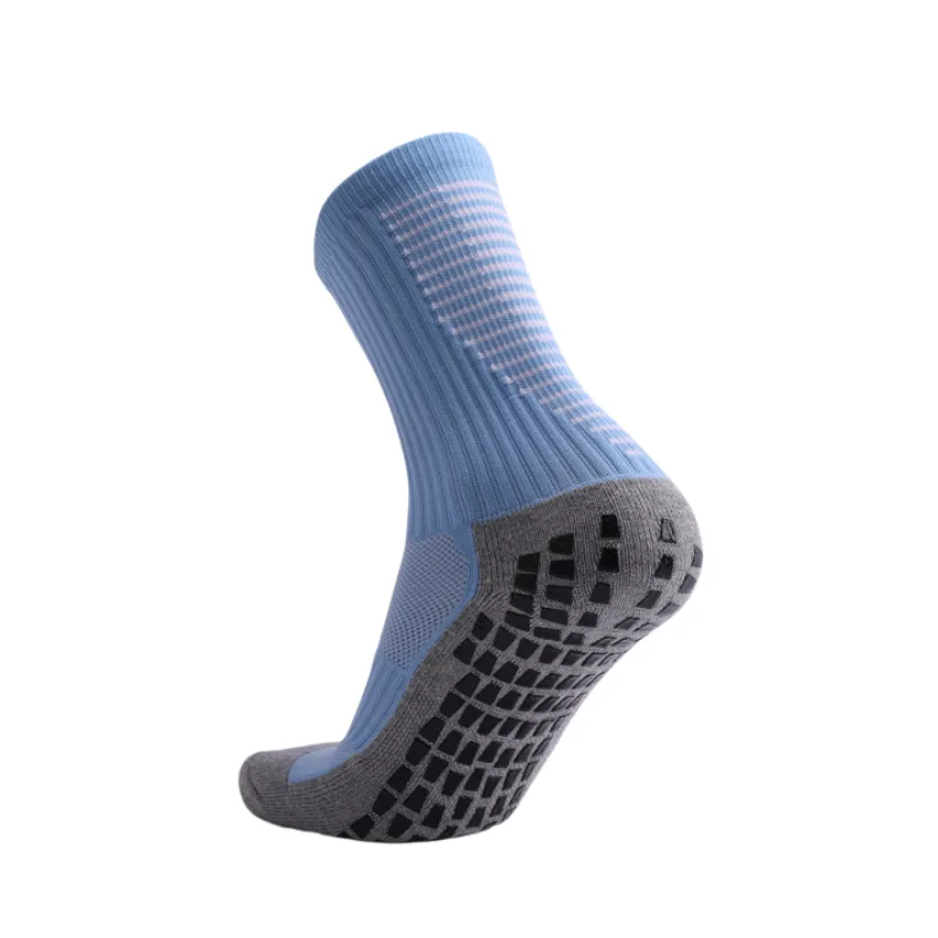 3 Pack Men's Sky Blue Football Socks with Grip