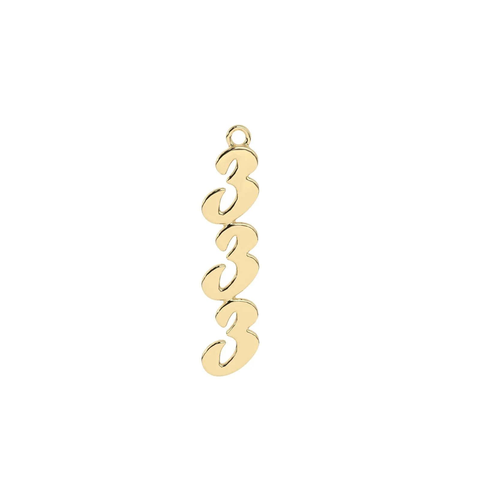 333 Angel Number Charm | 10k Yellow Gold