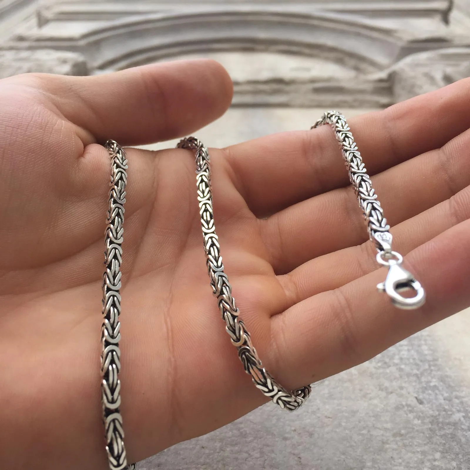 4mm Boys Men's King Byzantine Chain Necklace 925 Sterling Silver 26 inch