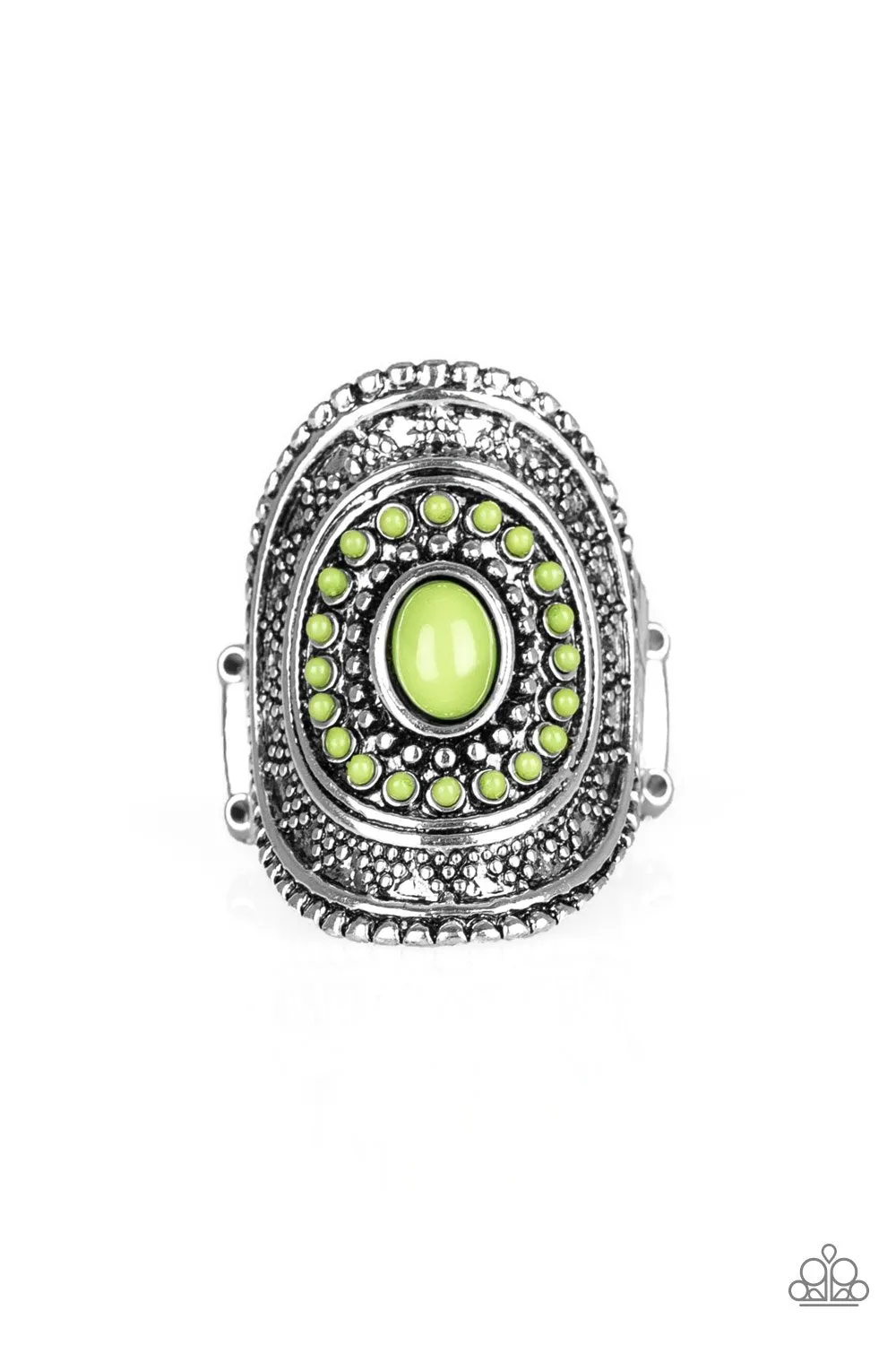 Adventure Venture Green and Silver Ring - Paparazzi Accessories