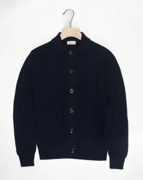 Altea Merino Wool Collar Cardigan / Navy