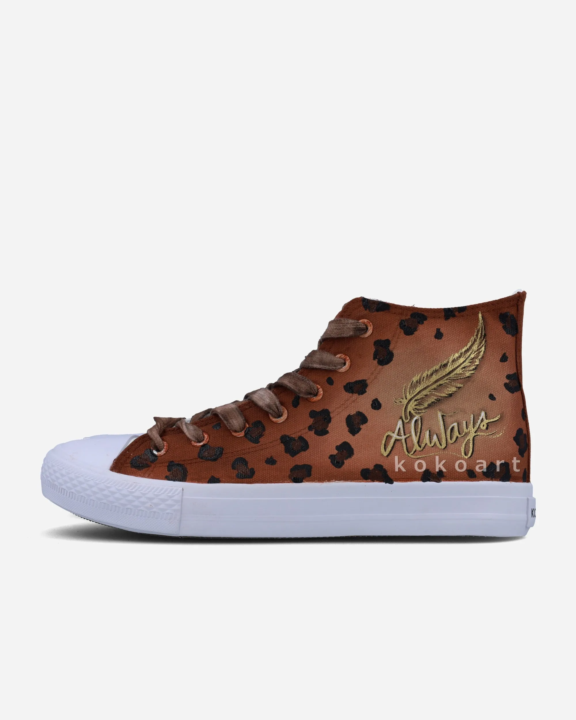 Always Brown Leopard Print Hand Painted Shoes