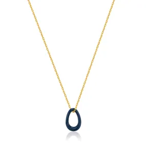 Ania Haie Navy Blue Enamel Gold Twisted Pendant Necklace