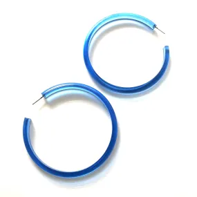 Aqua Blue Transparent Bangle 3 Inch Hoop Earrings