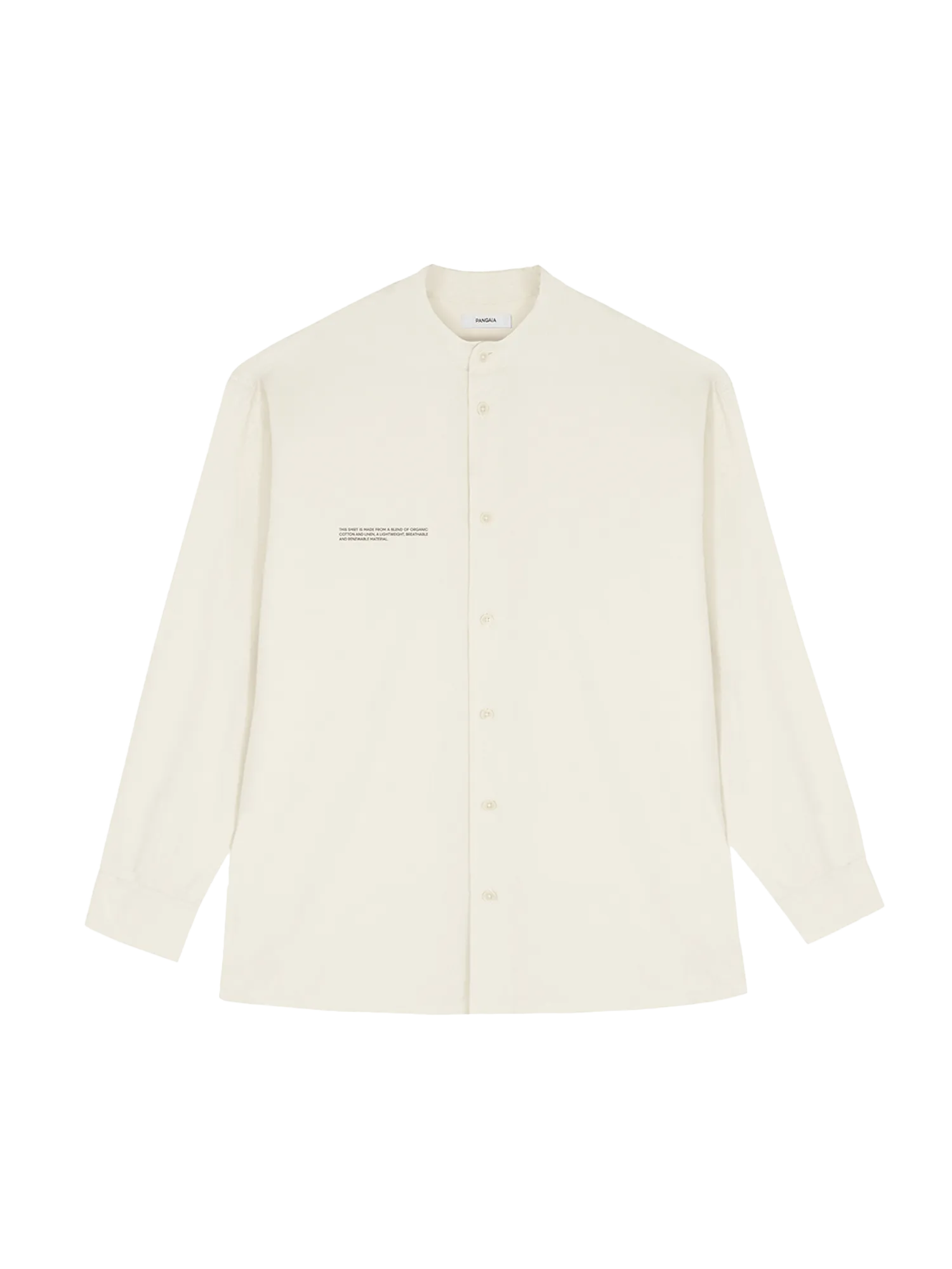 Archive Organic Cotton Linen Mandarin Collar Long-Sleeve Shirt—limestone