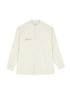 Archive Organic Cotton Linen Mandarin Collar Long-Sleeve Shirt—limestone