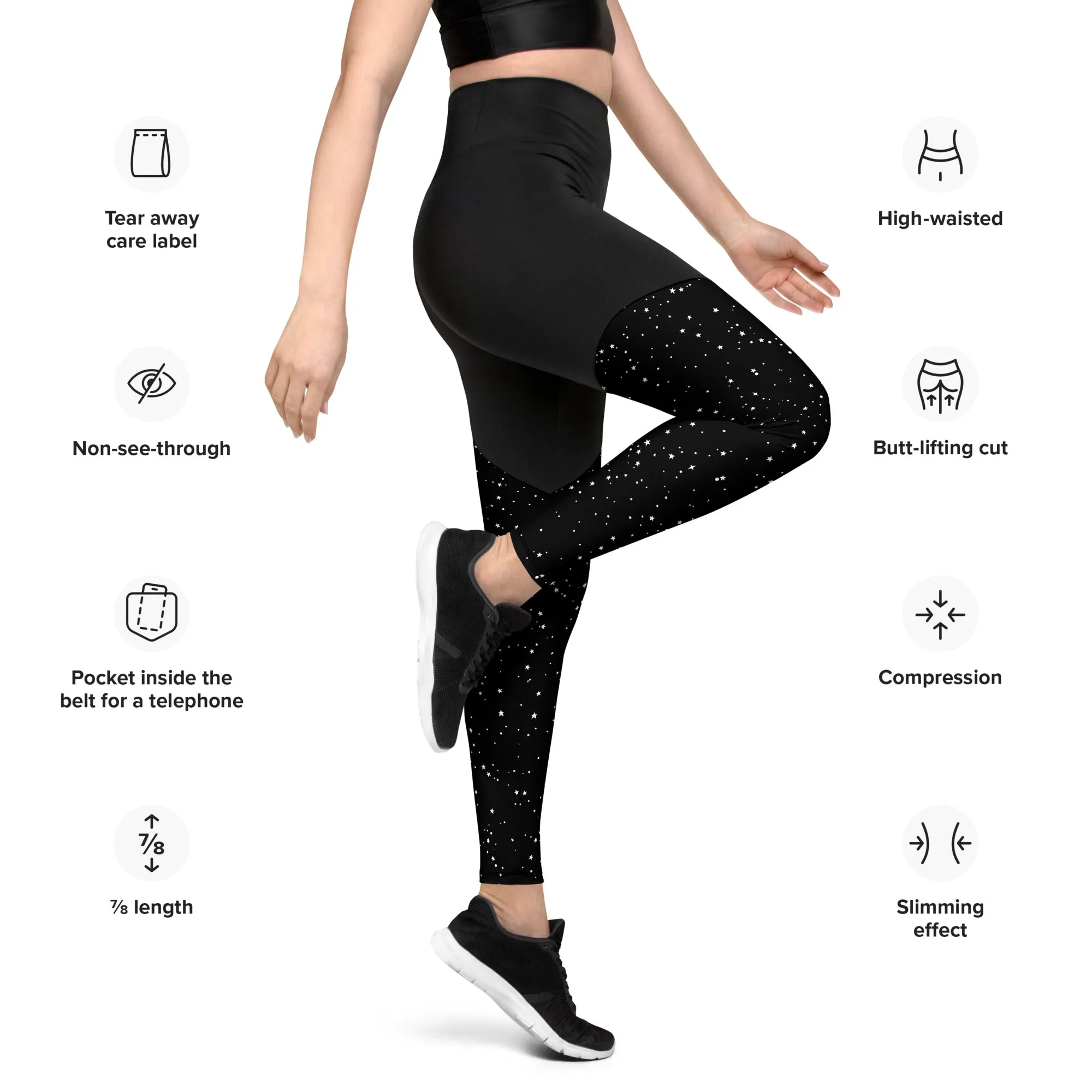 Astral Sports Leggings - Slimming Effect Compression Fabric with Bum lift cut - UPF 50  Protection Vegan Gym & Yoga Essentials