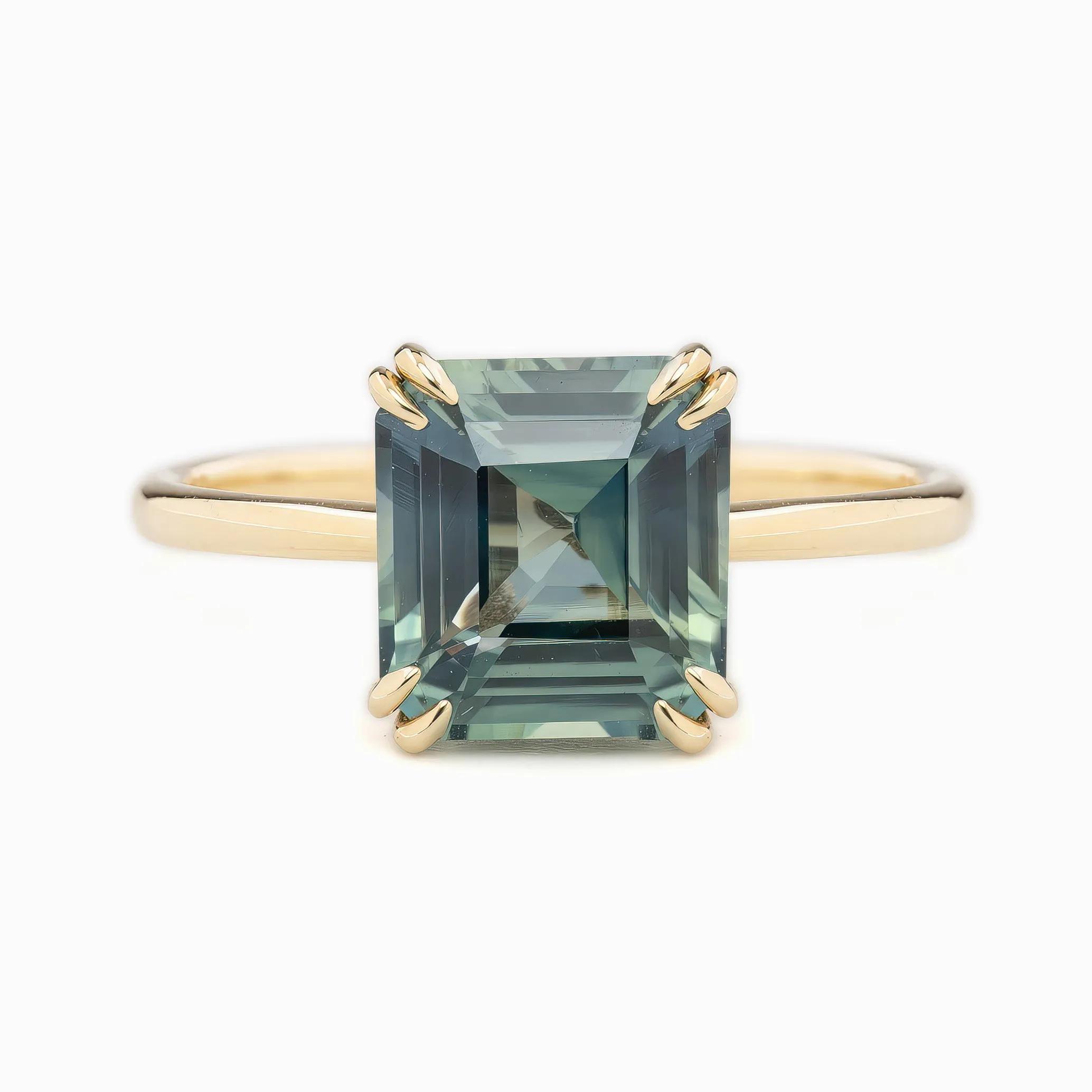 Athena Ring 3.36ct Parti Blue Green Madagascar Sapphire, 14k Yellow Gold (One of a kind)