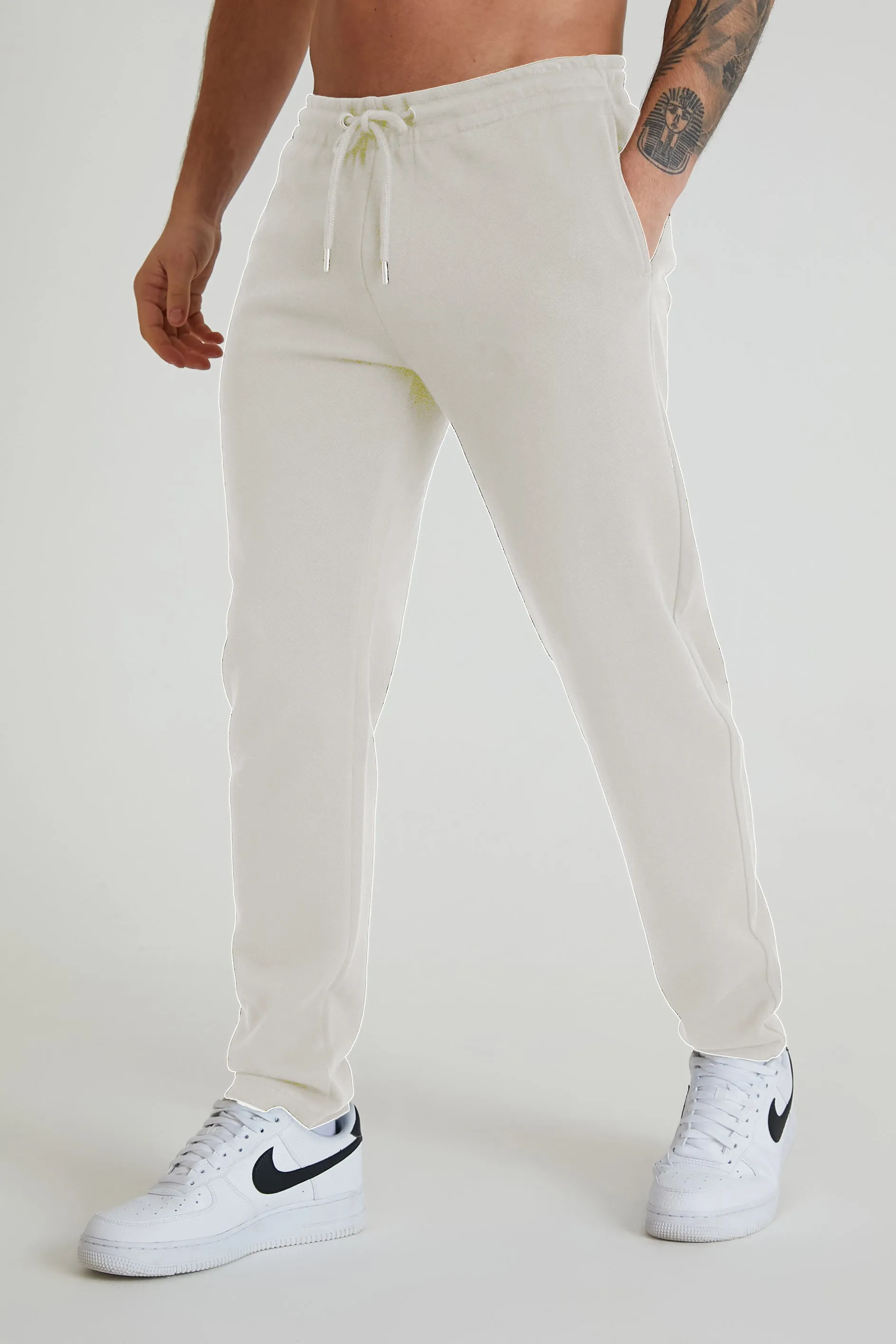 Atlas premium pique drawstring trouser in Dove