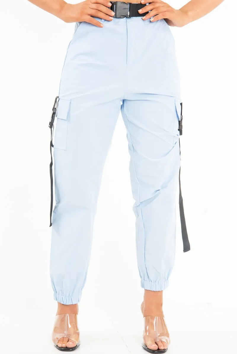 Baby Blue Utility Buckle Trouser - Zarie