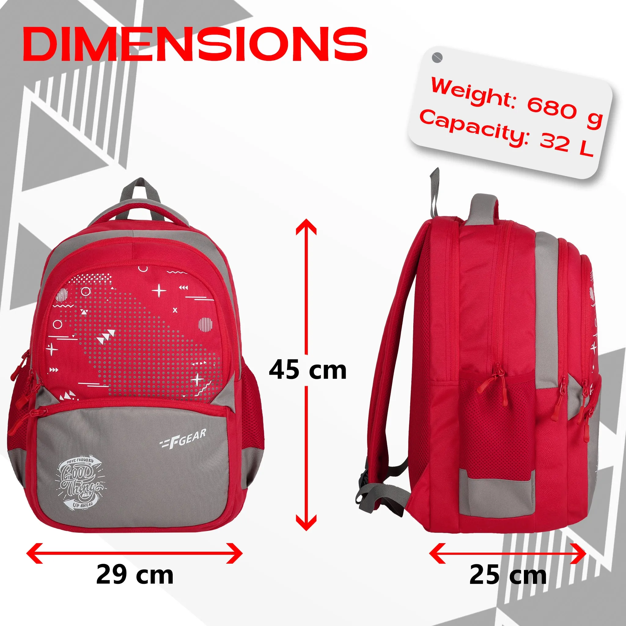 Battleship 32 L Red Grey Backpack