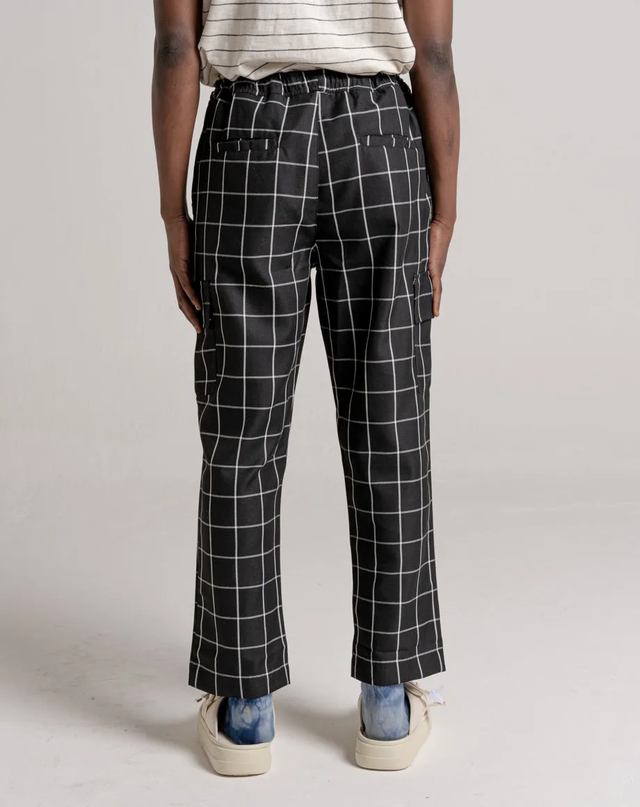 BEGAZI MEN'S CHECK TROUSERS - BLACK