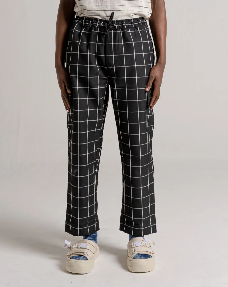 BEGAZI MEN'S CHECK TROUSERS - BLACK