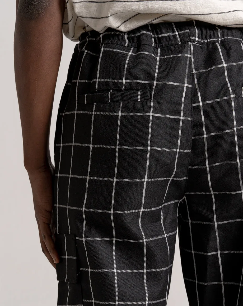 BEGAZI MEN'S CHECK TROUSERS - BLACK