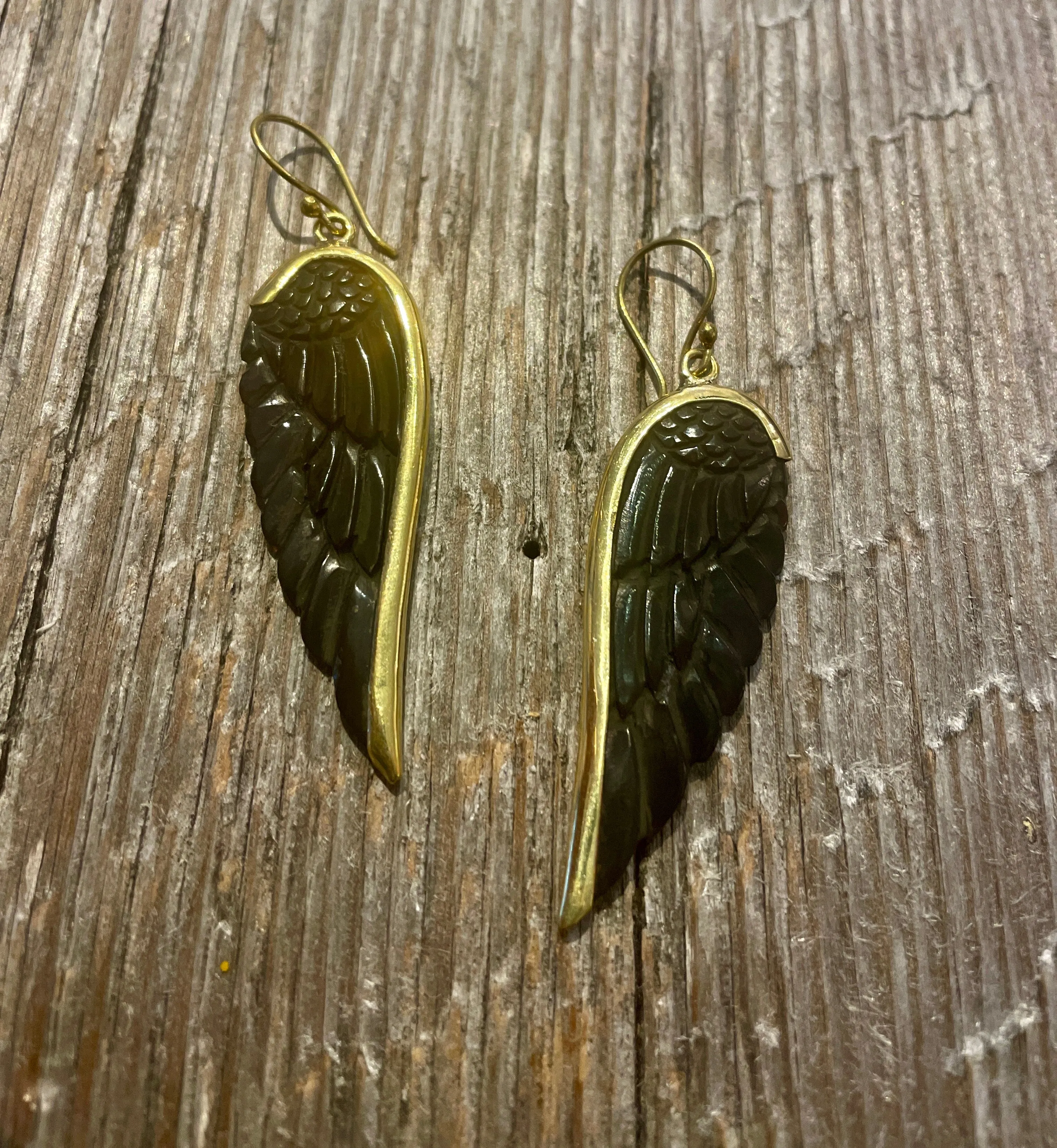 Black and Gold Wing Drop Earring