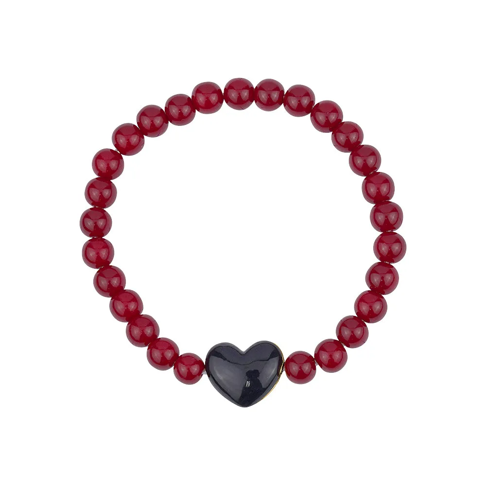 BLACK ONYX HEART BRACELET