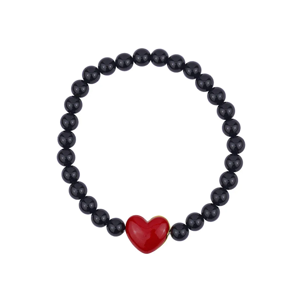 BLACK ONYX HEART BRACELET