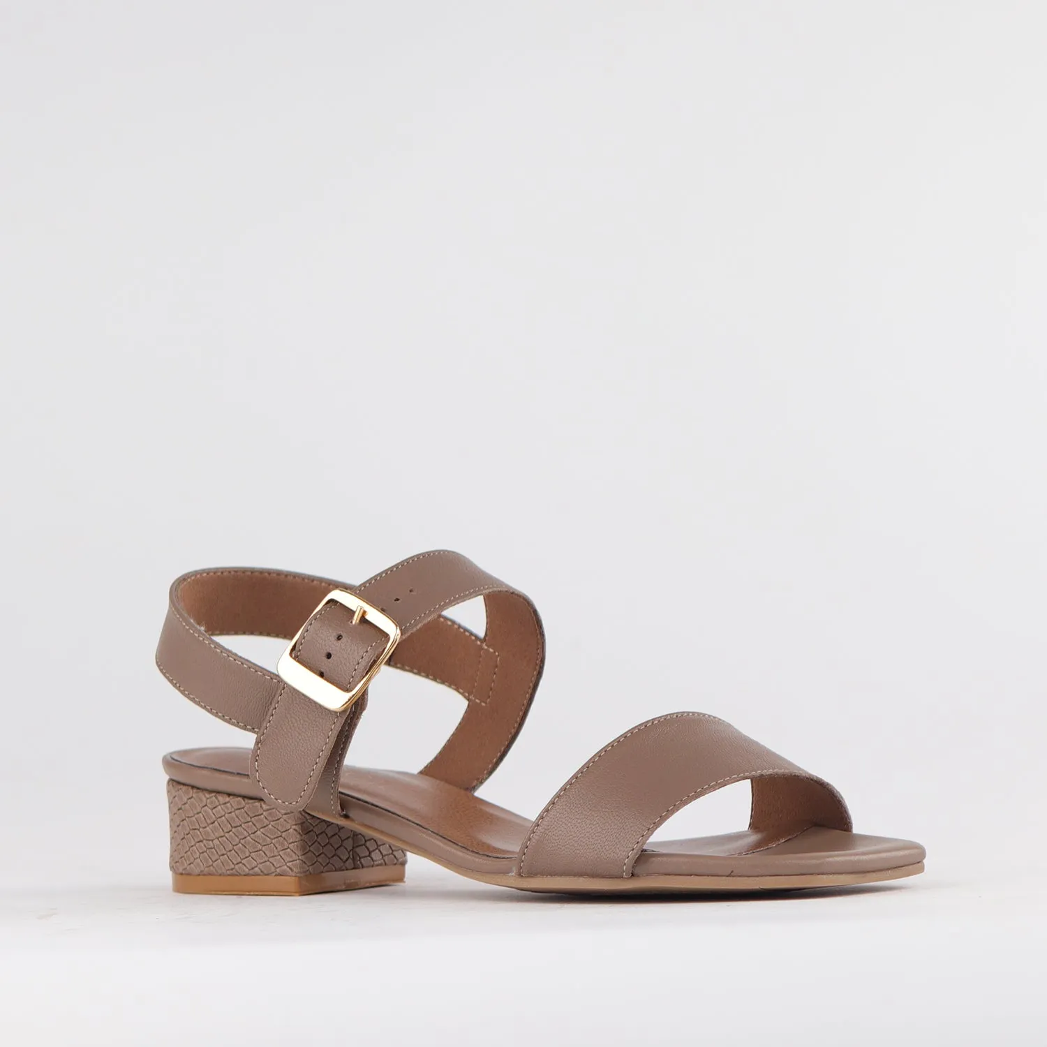 Block Heel Slingback Sandal in Stone Multi - 12408