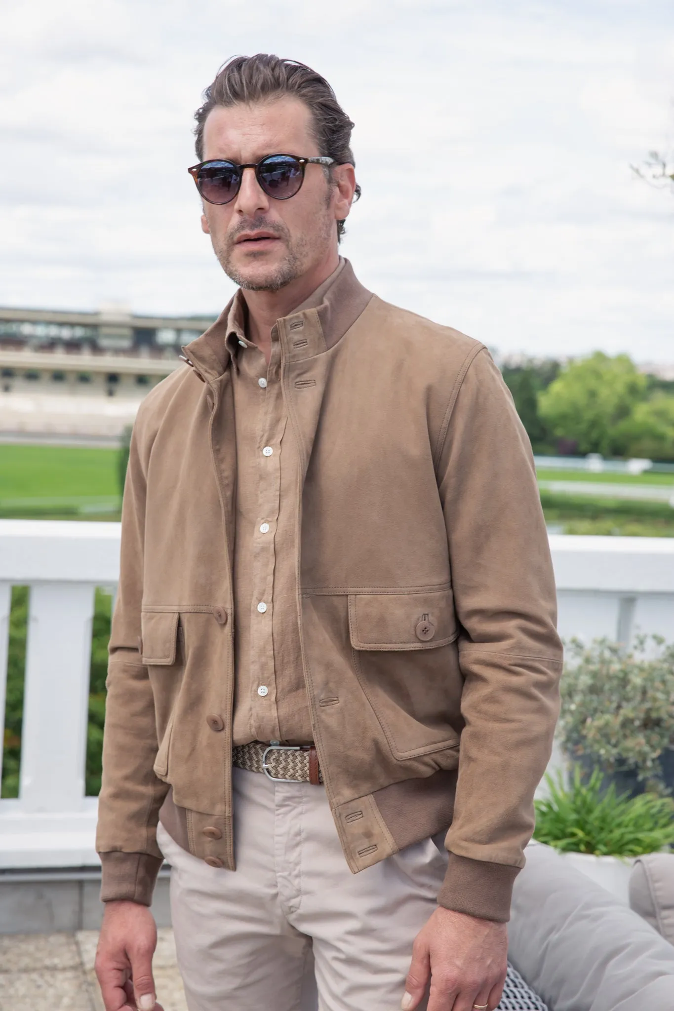 Blouson en peau Starter - Chèvre velours Taupe