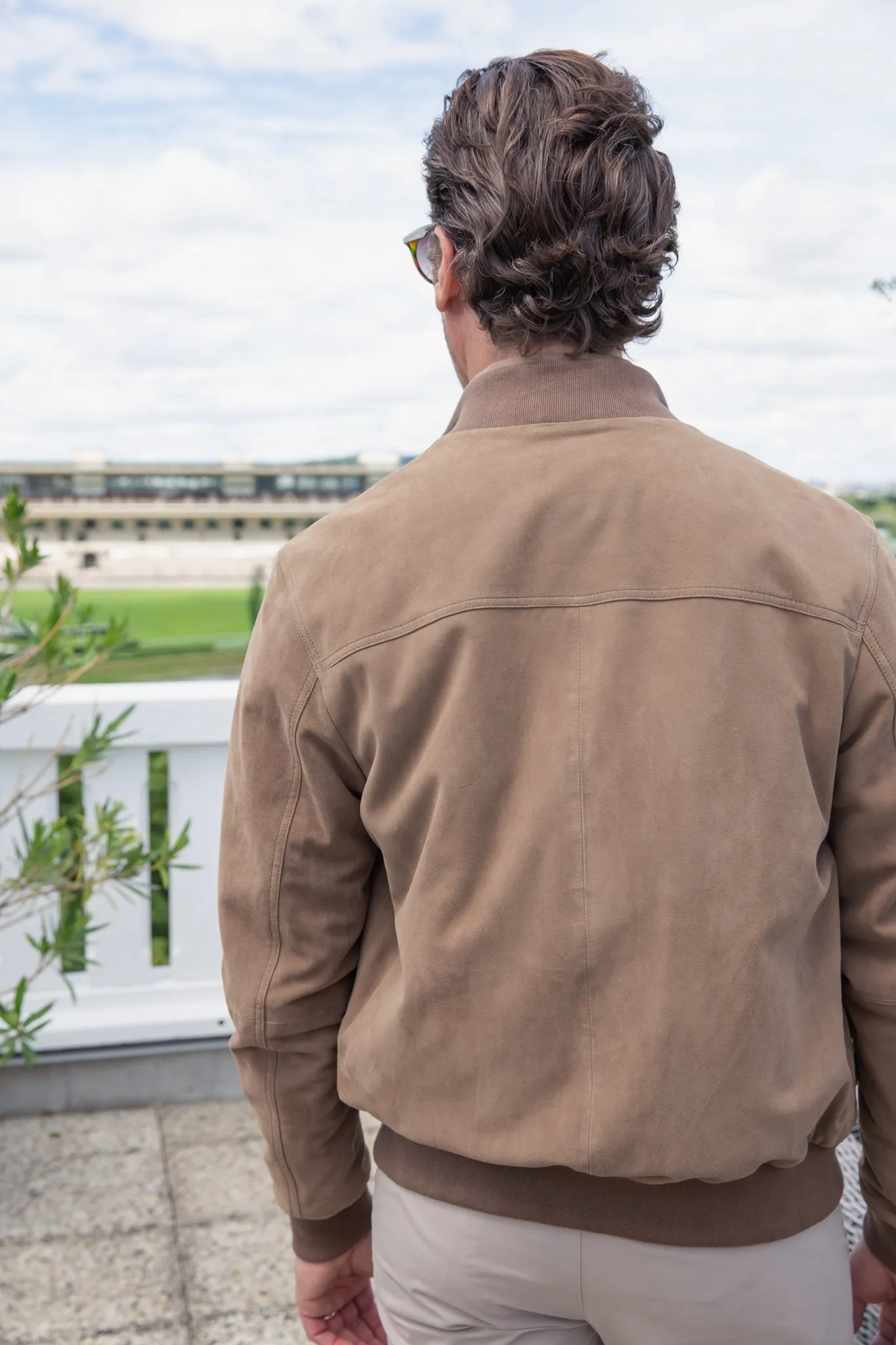 Blouson en peau Starter - Chèvre velours Taupe