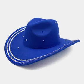 Blue Bling Studded Cowboy Western Hat