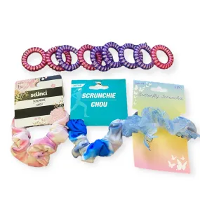 Blue Scrunchies & Pink Purple Ciun Hair Ties New