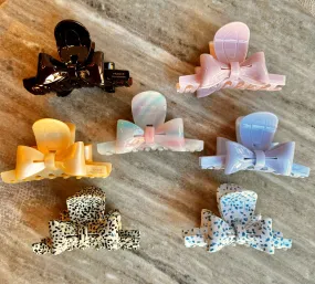 BOW RIBBON CLAW HAIR CLIPS