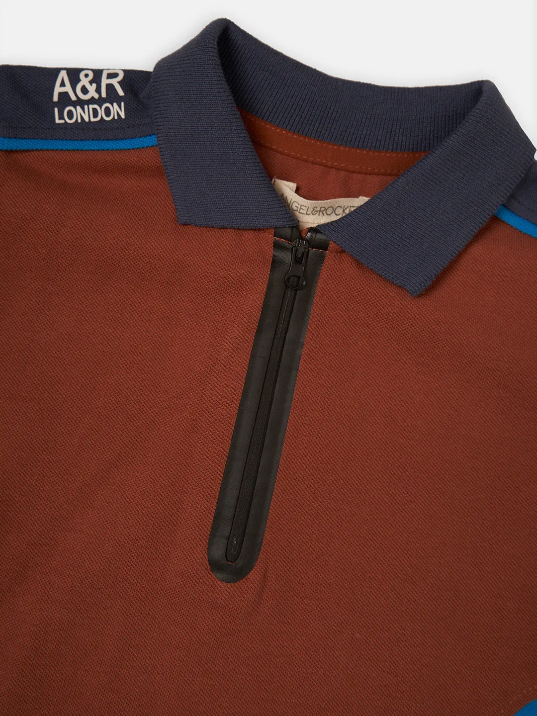 Boys Brown Sporty Polo Collar T-Shirt