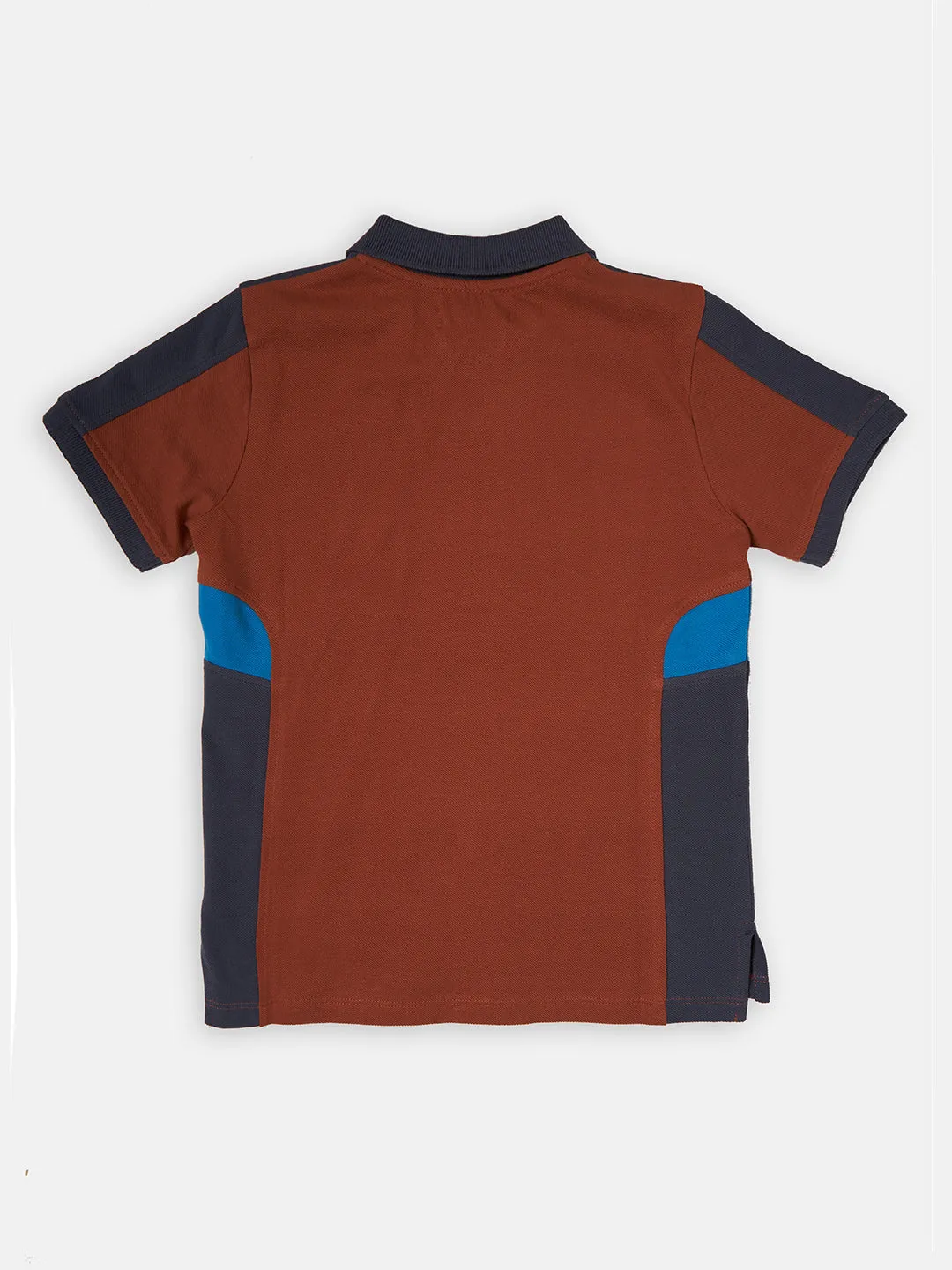 Boys Brown Sporty Polo Collar T-Shirt