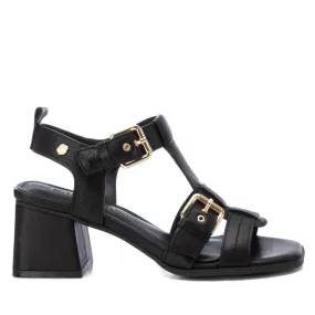 CARMELA Black Leather Block Heel Sandal