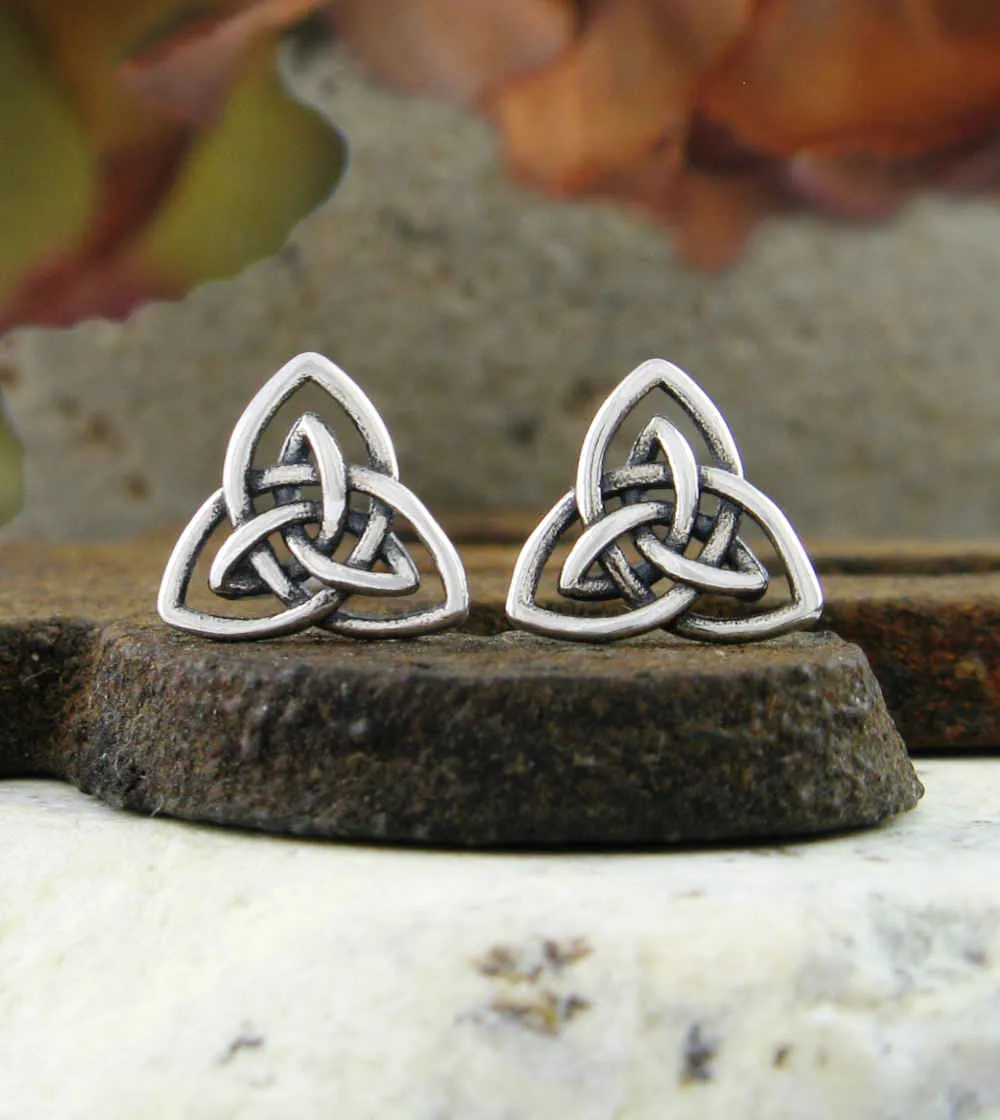 Celtic Double Triquetra Knot Cut-Out Stud Earrings