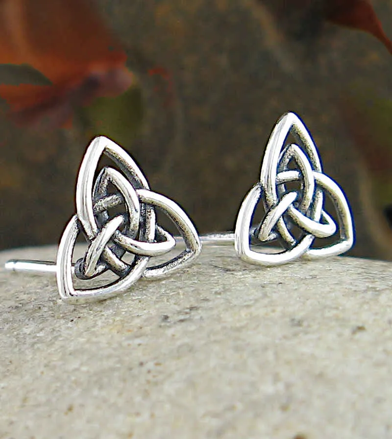 Celtic Double Triquetra Knot Cut-Out Stud Earrings