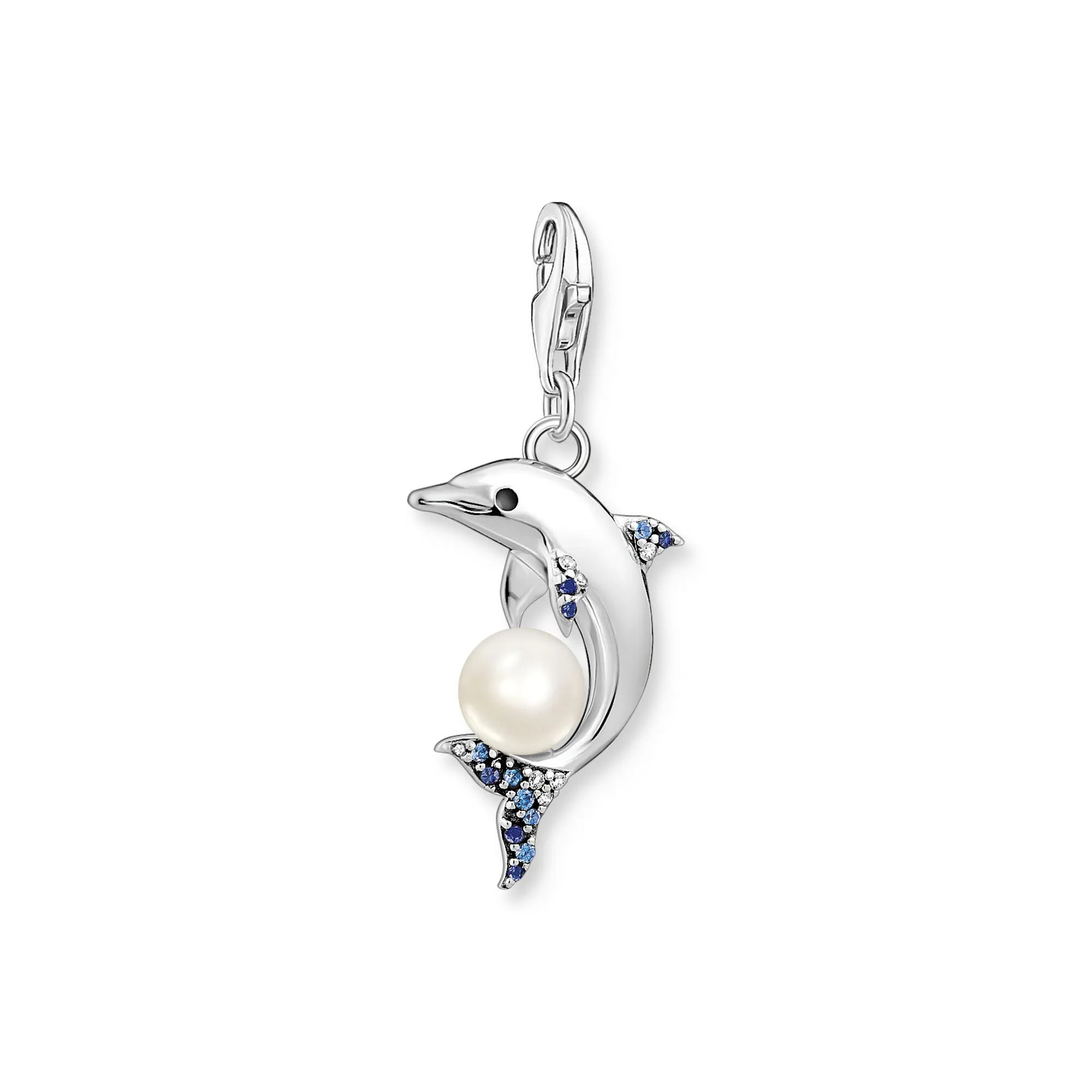 Charm Pendant dolphin with pearl silver