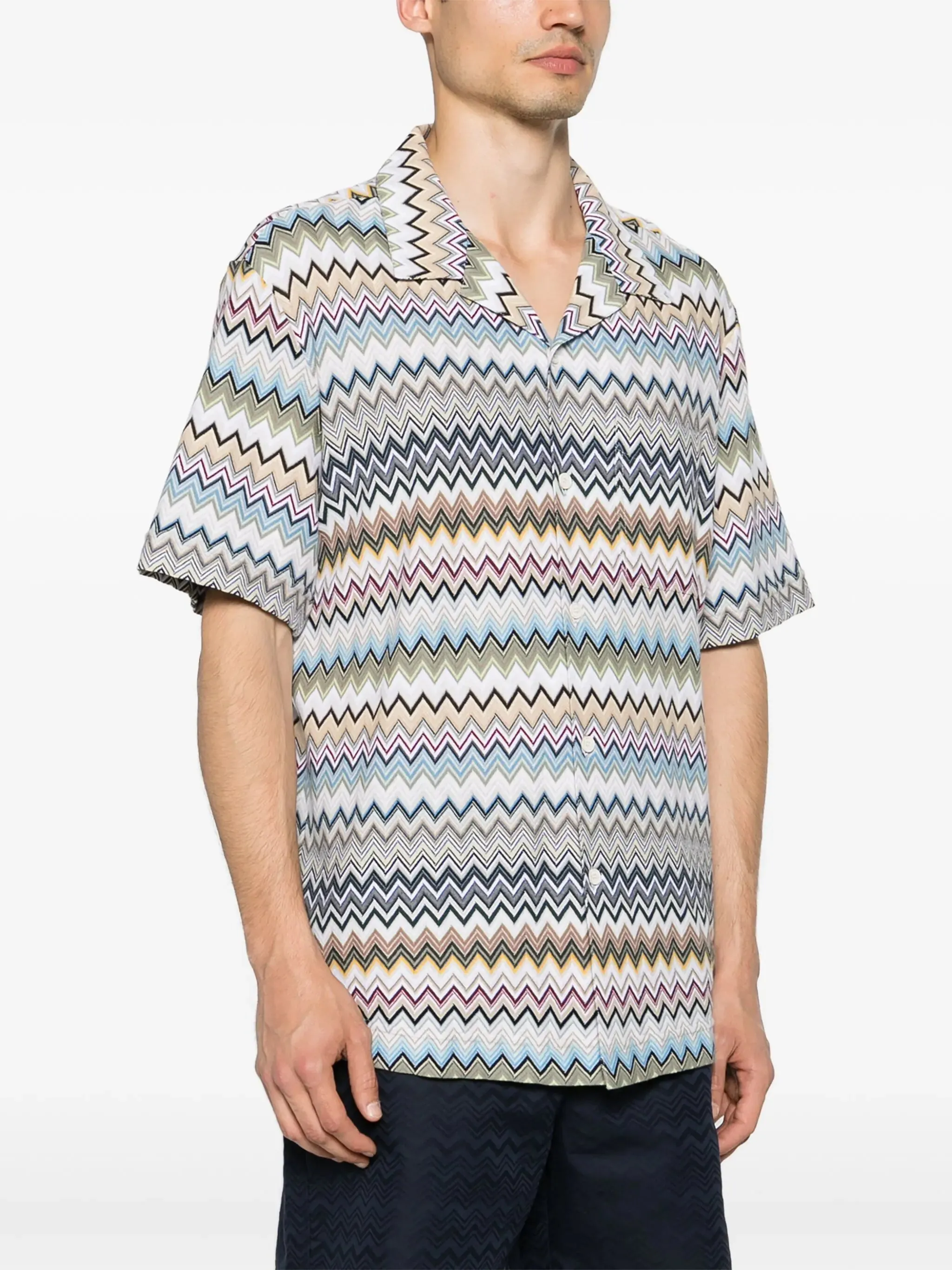 Chevron-Knit Cotton Shirt