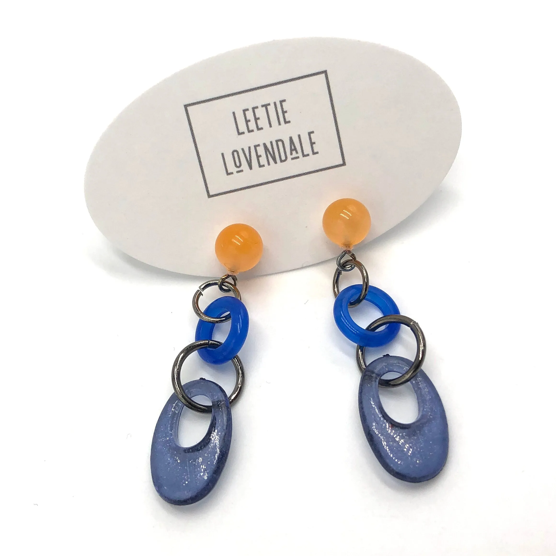 Cobalt Peach & Denim Glitter Addie Earrings