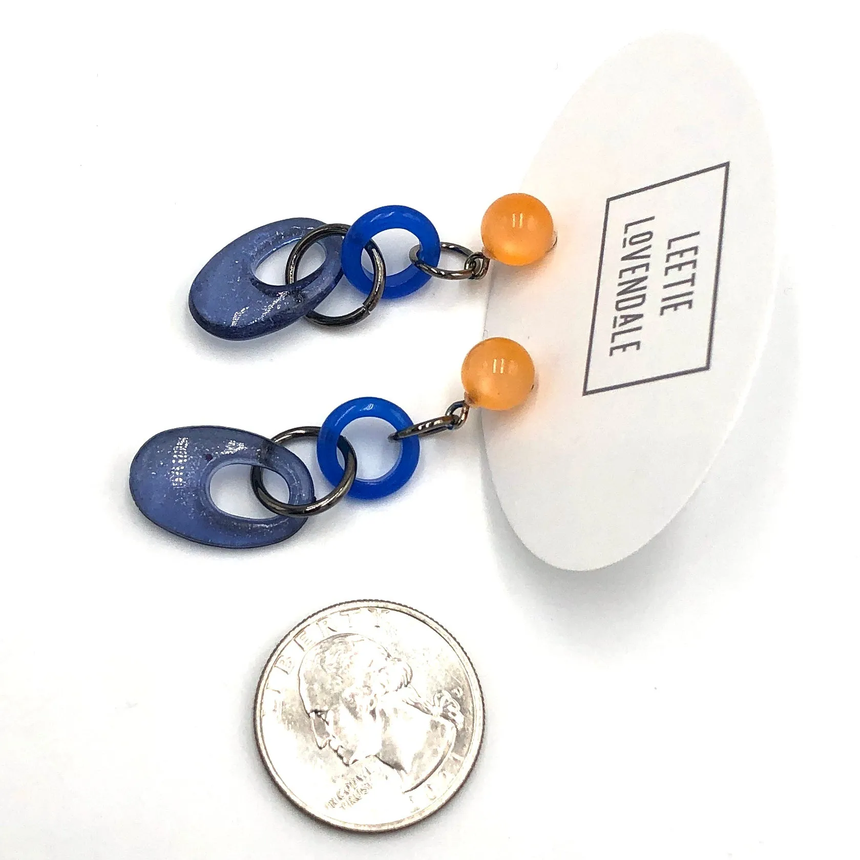 Cobalt Peach & Denim Glitter Addie Earrings