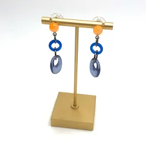 Cobalt Peach & Denim Glitter Addie Earrings