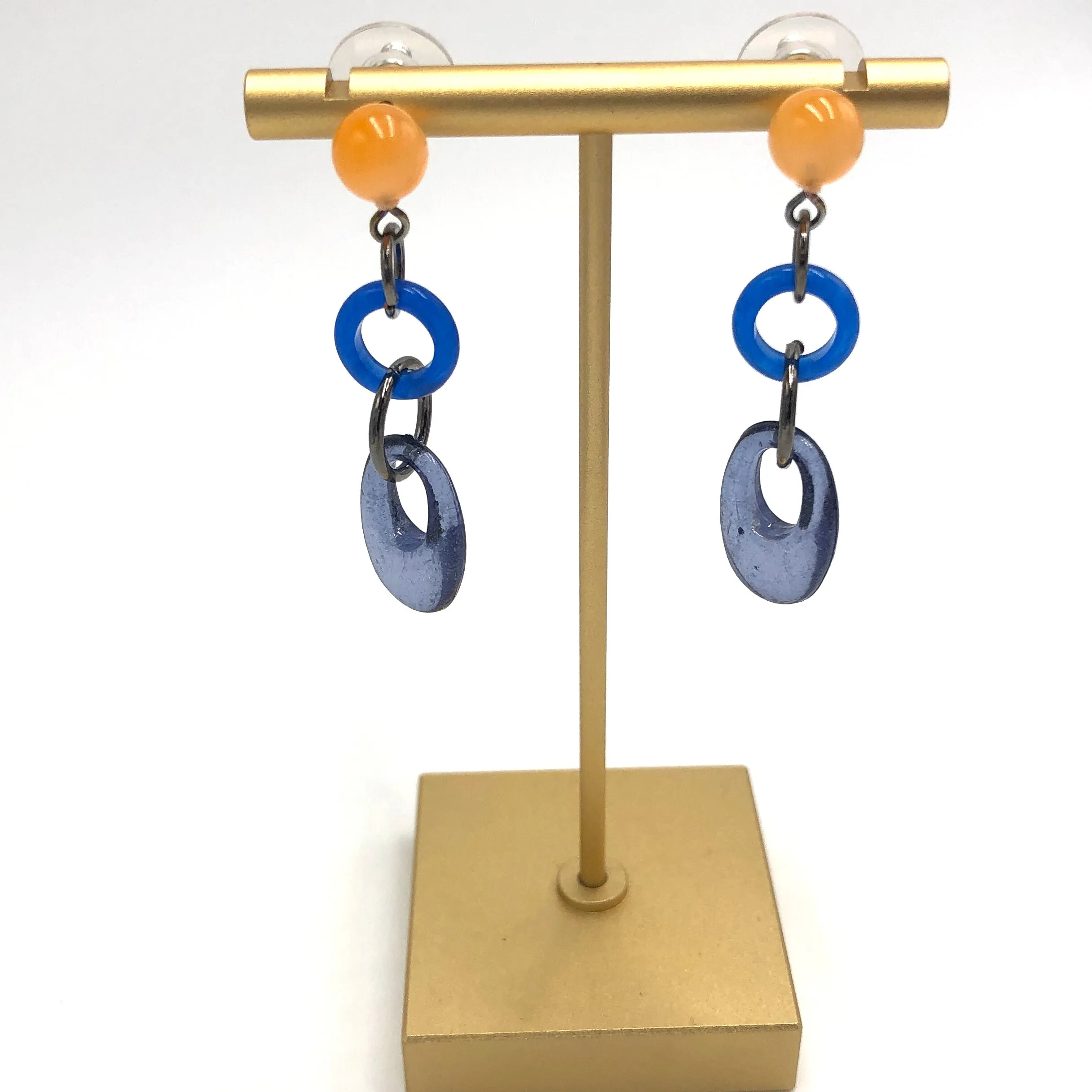 Cobalt Peach & Denim Glitter Addie Earrings