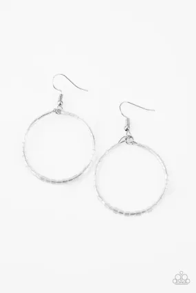 Colorfully Curvy - White Paparazzi Earrings