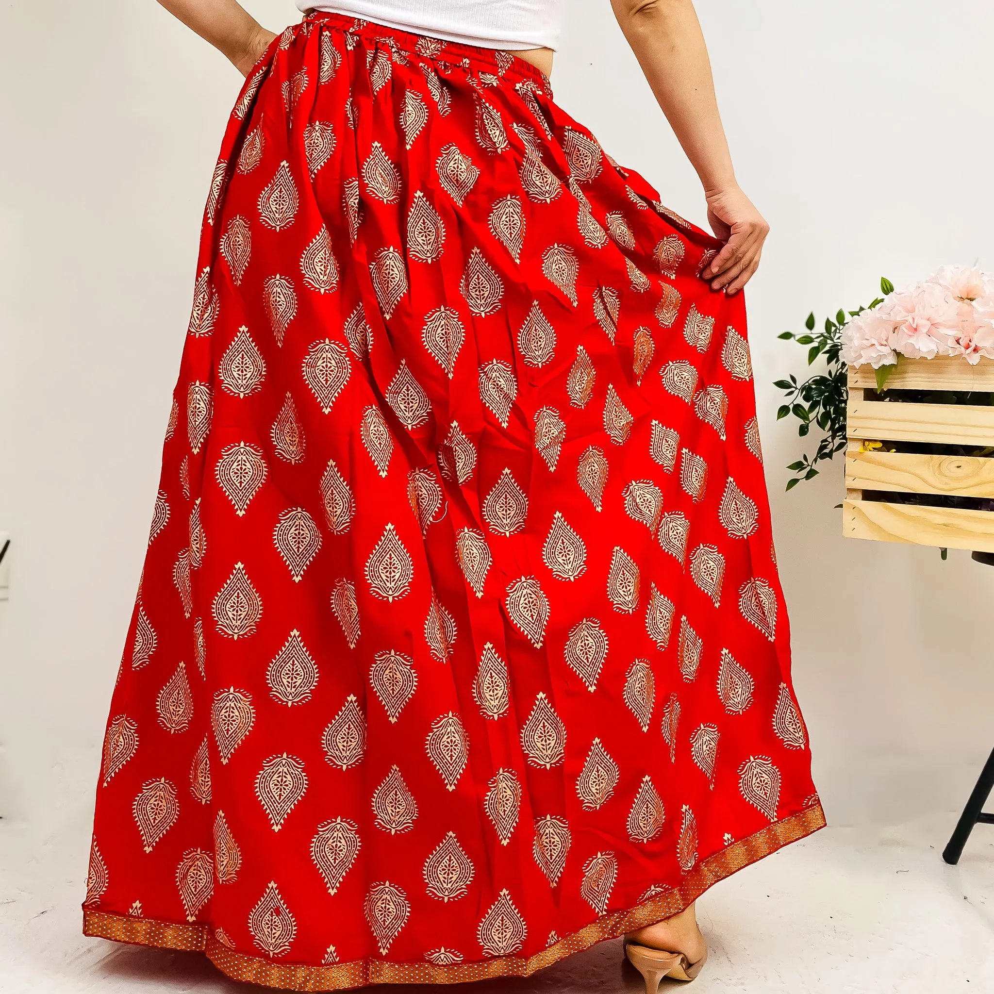 Cotton Long Printed Skirt