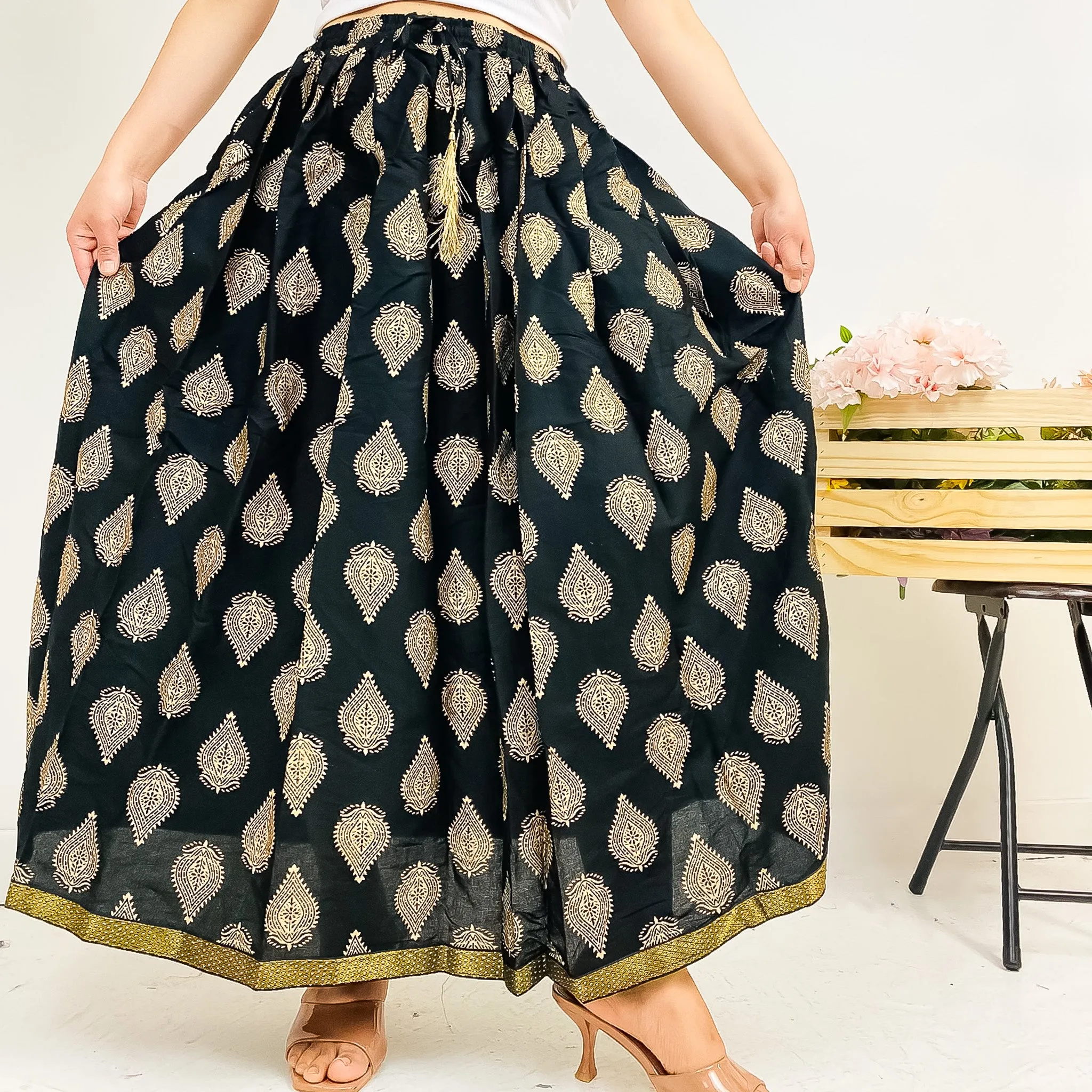 Cotton Long Printed Skirt