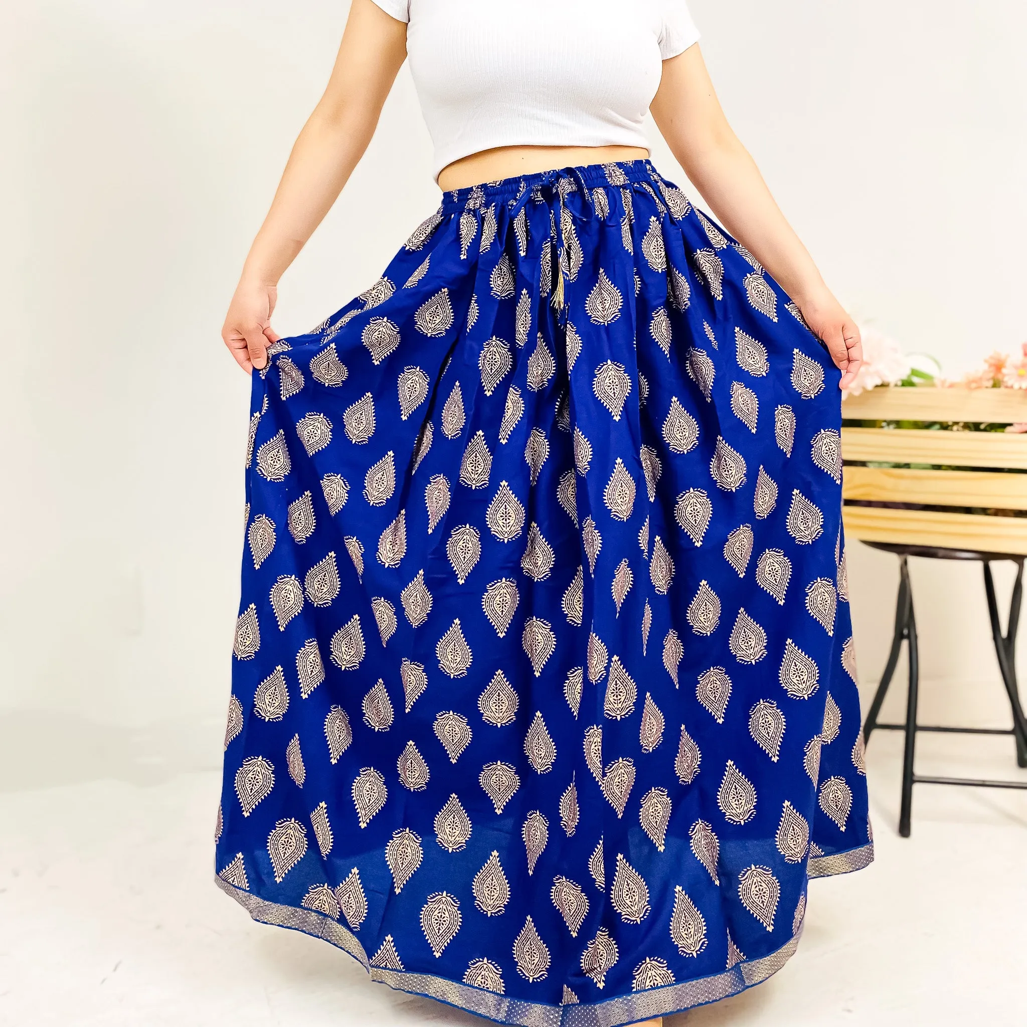 Cotton Long Printed Skirt